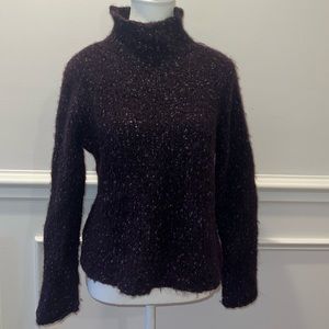 Ann Taylor Deep Purple Speckled Chunky Sweater Mock Neck Size Medium